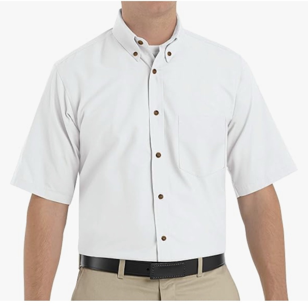 Red Kap Men's RK Poplin Dress Shirt 👔 White XL Short Sleeve New